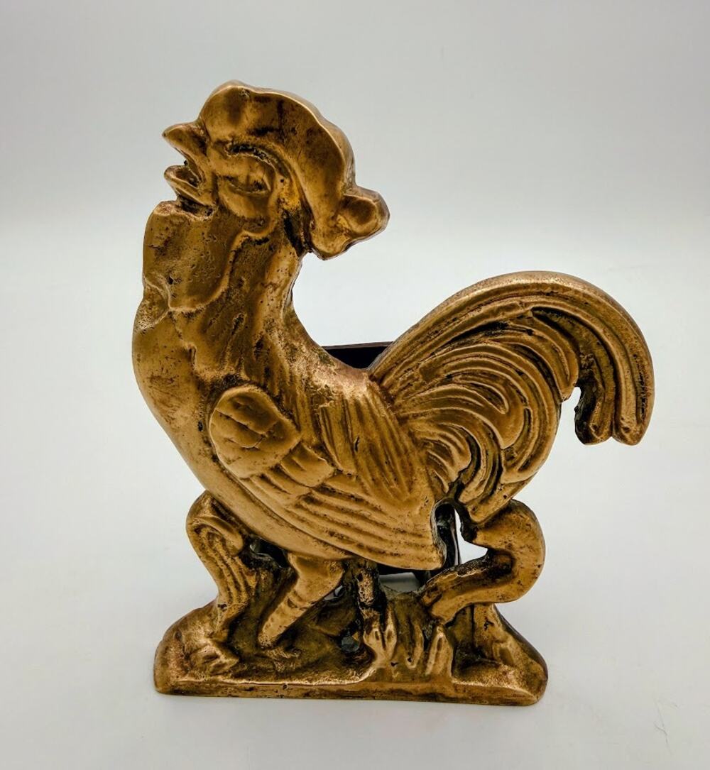 Vintage Solid Brass Rooster Napkin Holder Letter Holder Farmhouse Decor